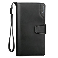 Men business casual long paragraph hasp wallet phone package multifunction hand bag QB57A Black