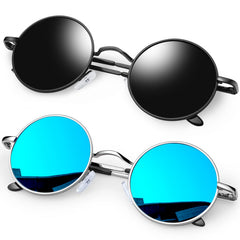 KANASTAL Hippie Round Polarized Sunglasses for Women Men, Small Circle Sun Glasses Classic Vintage Retro Shades Metal Frame UV400 Protection