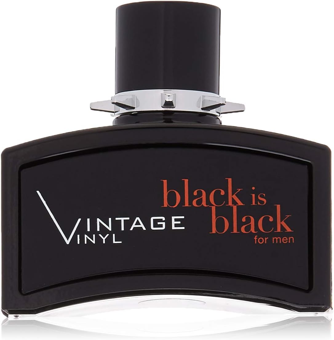 Nu Parfums Black Is Black Vintage Vinyl Eau de Toilette Spray for Men, 3.4 Ounce