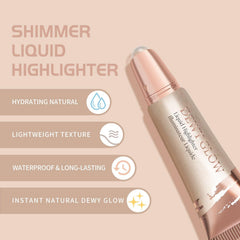 MAKINGTEC Liquid Highlighter, Highlighter Makeup, Roll on Liquid Highlighter for Face,Natural Lightweight Dewy Glow Glotion Makeup,Long-lasting Shimmer Glow Skin Illuminator Makeup for Face & Body
