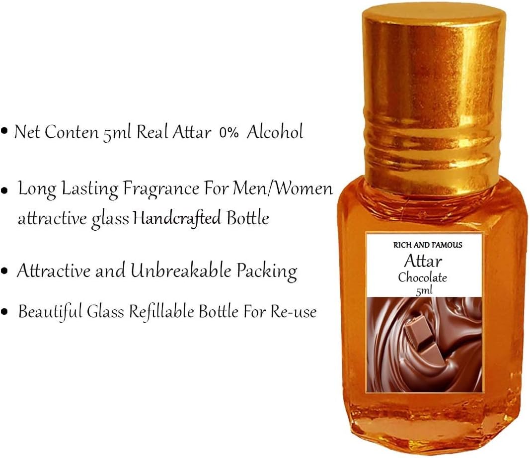 RICH AND FAMOUS Fragrances Chocolate Musk (Natural Itra/Attar/Liquid Perfume ) For Men & Women, 5 ml