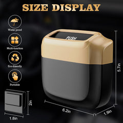 Azonee Car Trash Can with Lid, Built-in Storage Garbage Bag, Leakproof Vehicle Trash, Car Accessories for Interior, Mini Garbage Bin for Automotive Home Office Kitchen Bedroom with 30pcs Trash Bags