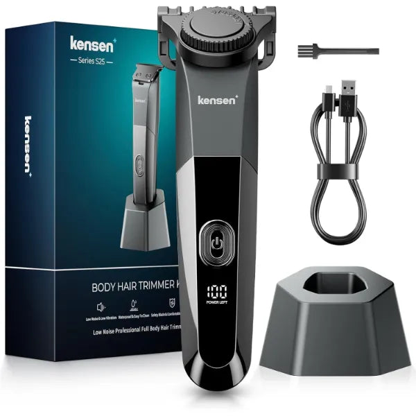 Kensen Body Hair Trimmer for Men, Electric Groin & Pubic Hair Trimmer, Christmas Gift Rechargeable Ball Shaver Groomer, Men’s Body Groomer Kit for Privates, Waterproof, Cordless for Wet/Dry Use