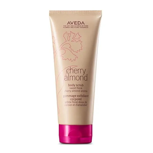 Aveda Cherry Almond Body Scrub with Sweet Almond Oil, Cherry Blossom Extract Sweet Floral Aroma of Tonka Bean, Certified Organic Orange, Ylang Ylang 98% Naturally Derived 6.7 Fl Oz