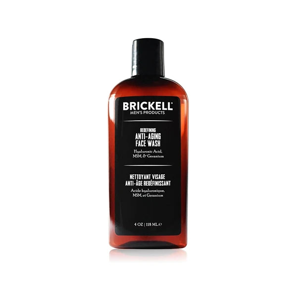 Brickell Men's Redefining Anti-Aging Face Wash For Men, Natural and Organic, Foaming Gel Face Wash Firms & Plumps Skin to Reduce Signs of Aging (Scented, 4 oz)