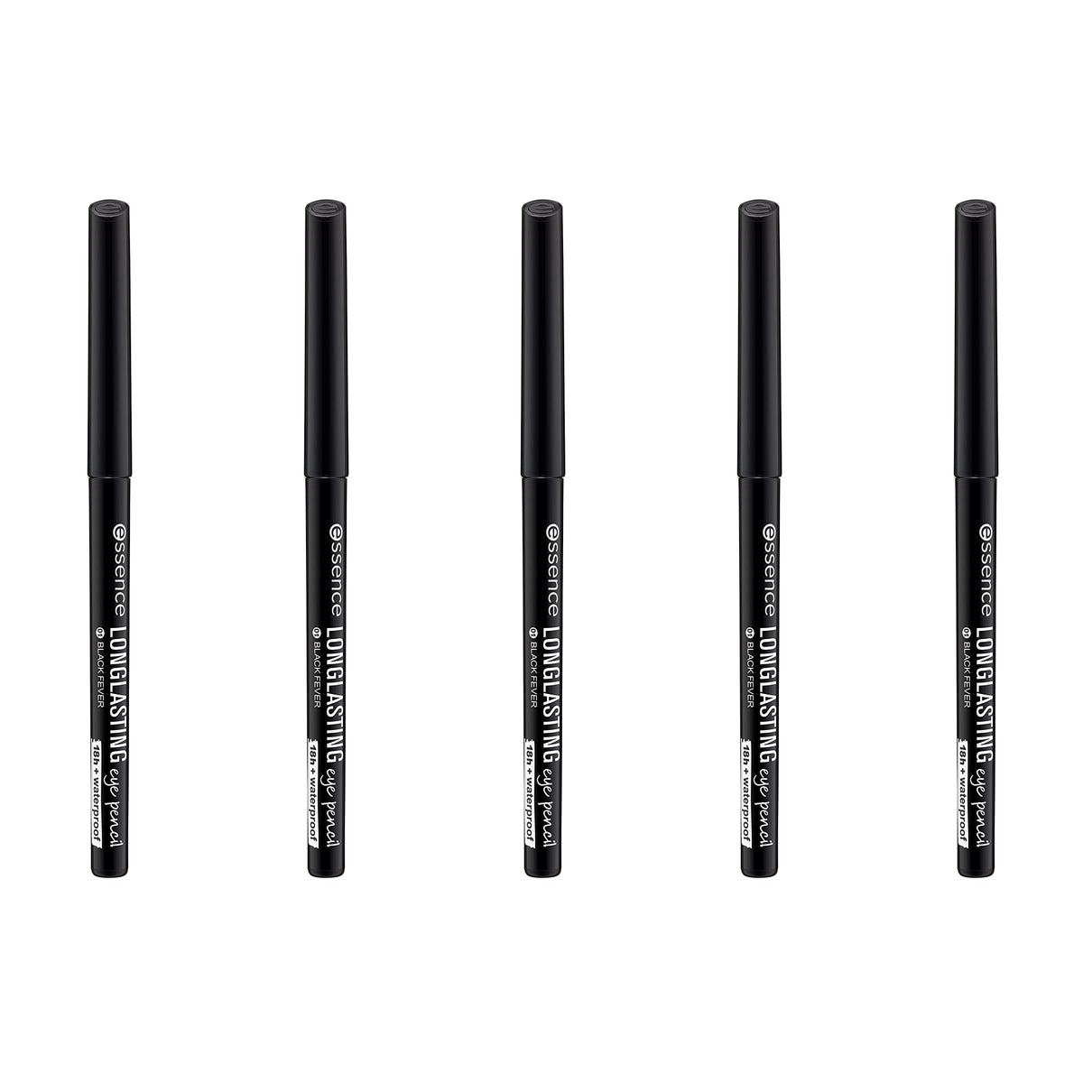 essence | 5-Pack Black Longlasting Eyeliner Pencil | Water-Resistant & Applies Smoothly & Evenly | Retractable | Vegan & Paraben Free | Cruelty Free