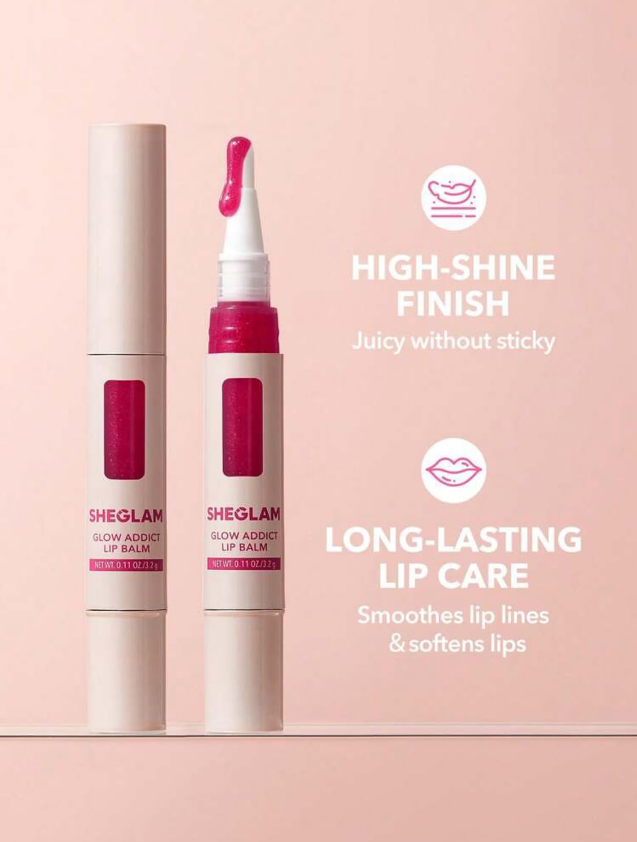 SHEGLAM Makeup - Glow Addict Lip Balm - Water-locking lip gloss (Peach Juice)