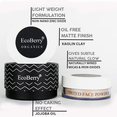 EcoBerry Tinted Face Powder For Everyday No Makeup Look, Talc Free, Hypoallergenic, Sensitive Skin 100% Pure, Organic | Natural | Alcohol Free | Preservative Free | Chemical Free | Vegan,Beige