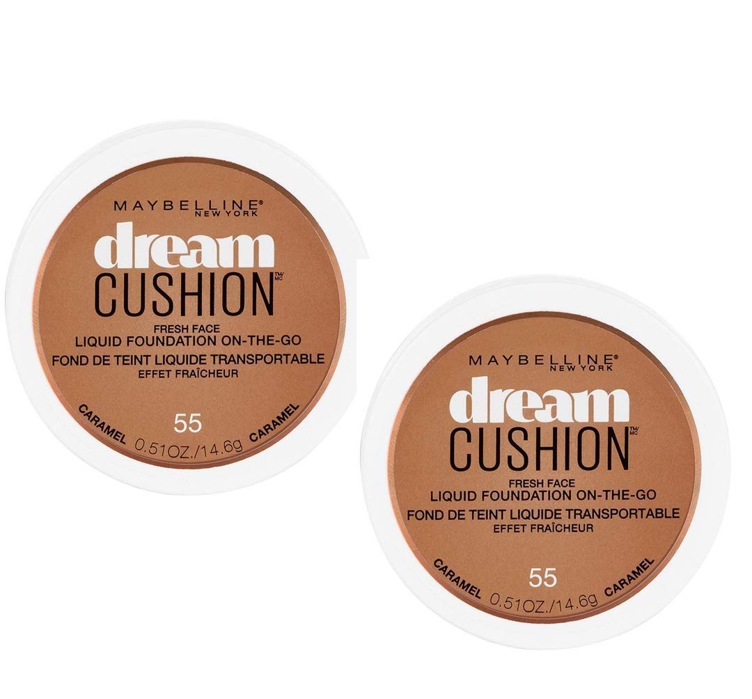 Pack of 2 Maybelline New York Dream Cushion Fresh Face Liquid Foundation, Caramel (55)