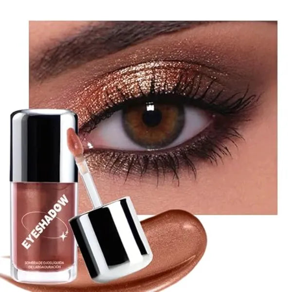 FeiCuiYun Cocoa Liquid Metallic Glittler Shimmer Eyeshadow, Longwear Eye Makeup For Older Women, Buildable Highly Pigmented & Blendable Eye Shadow Cream in Shimmer Finishes