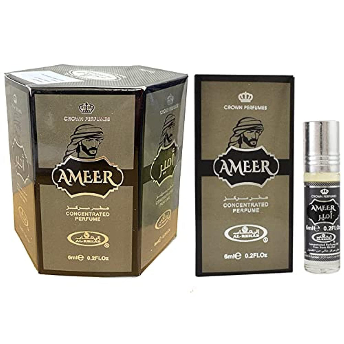 Al-Rehab Crown Perfumes Ameer Roll On Perfume Oil (6 Pieces, 6ml)