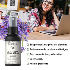 MIMI & BEIBEI Body Oil Spray 60ML, Organic & Natural Magnesium Oil for Better Sleep with Lavender, Relief & Relaxation, Relieve Muscle Tension, Magnesium Spray for Body Hands & Feet