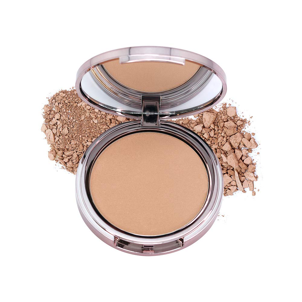 Girlactik Usa. 2-In1 Compact Face Pressed Powder & Contour Bronzer. Weightless, Buildable Coverage. Velvet Finish. -Medium