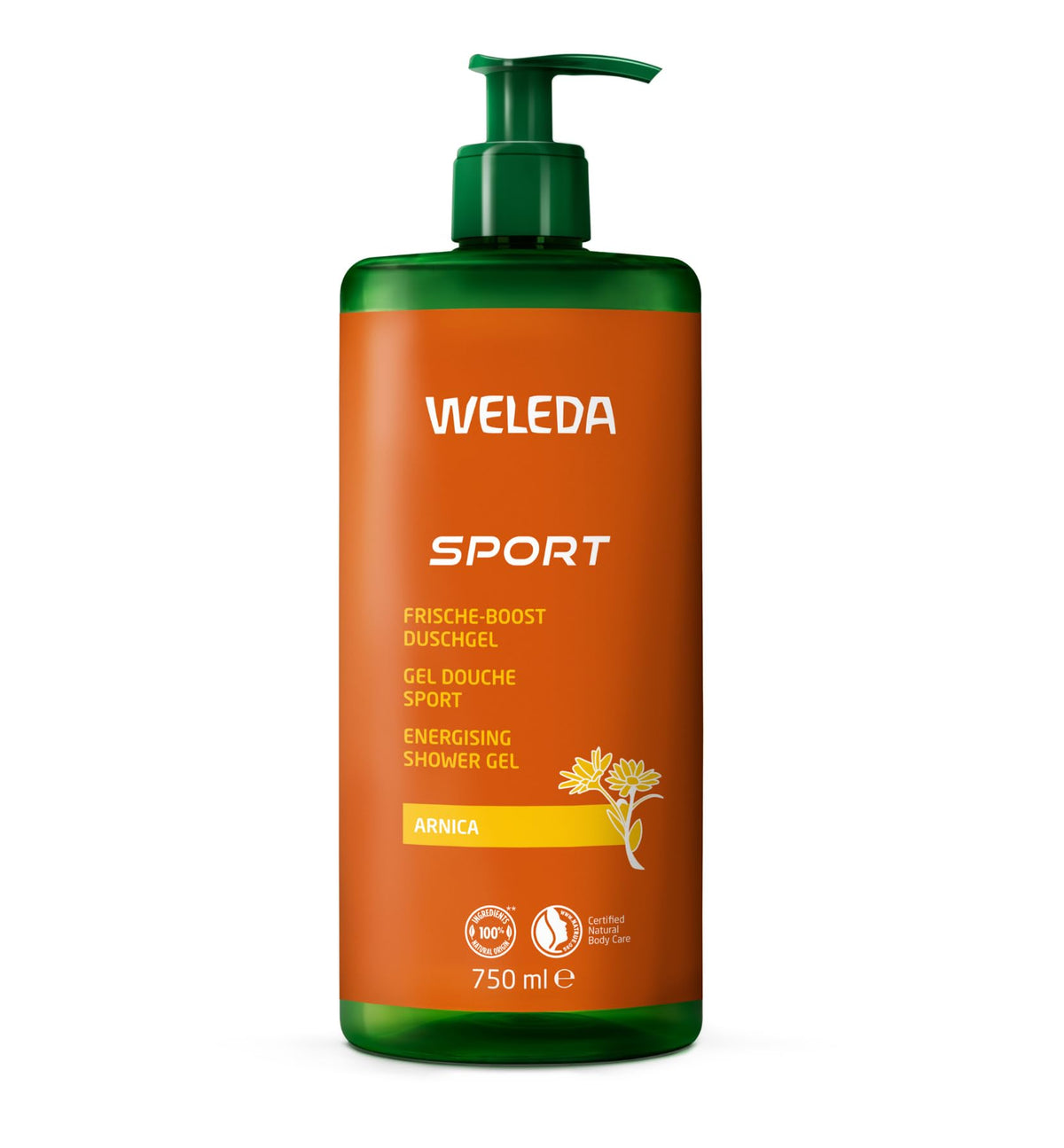 WELEDA Bio Sport XXL Shower Gel Vegan - Natural Cosmetics Arnica Shower for Women and Men with Rosemary/Lavender Fragrance - Skin Care Shower Soap with Pump Dispenser for Face and Body Cleansing (1