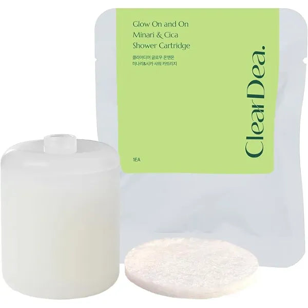 ClearDea Glow On and On Minari & Cica Shower Cartridge Vitamin C Filter Refill for Calm, Clear Skin Fragrance Free, Easy to Replace, Stocking Stuffer Skincare Gift