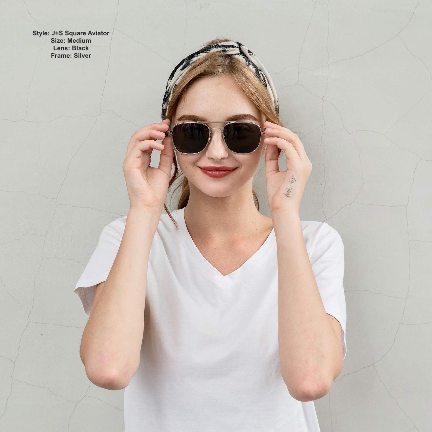 J+S Premium Military Style Classic Aviator Sunglasses, Polarized, 100% UV protection