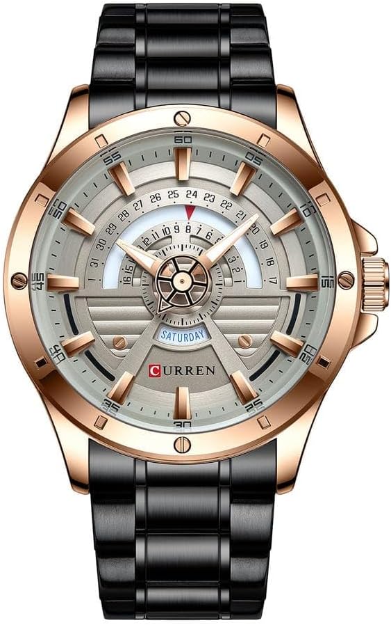 CURREN Original Brand 8381 Stainless Steel Band Wrist Watch For Men With Brand (Box)-8381 - BROWN GRAY