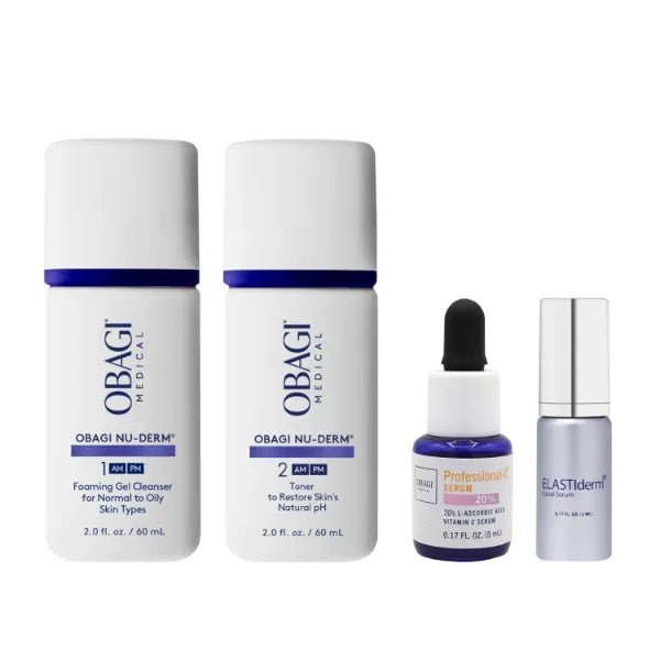 Obagi Bestsellers Travel Skincare Set – Travel Friendly, Anti-Aging Skincare Gift Set for All Skin Types; Includes Facial Cleanser 2oz, Toner 2oz, Vitamin C Serum 0.17oz & Firming Facial Serum 0.17oz