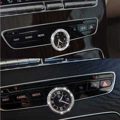 Pursuestar Bling Crystal Silver Car Central Console Round Clock Decoration Ring Cover Decals Trim for Mercedes Benz C E S GLC Class W213 E200 E300 C180 C200 C260 C300