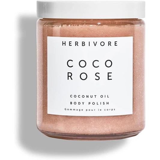 HERBIVORE Coco Rose Exfoliating Body Scrub + In-Shower Moisturizer with Coconut Oil, Shea Butter + Pink Clay for Softer, Smoother Skin | Vegan, Plant-Based, Cruelty-Free
