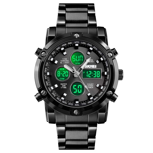 SKMEI Mens Wrist Watch,Stainless Steel Analog Digital Sport Wrist Watch for Men, Black, Digital