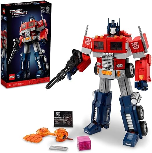 LEGO Icons Optimus Prime Transformers Figure Building Set, Collectible Transforming 2in1 Robot and Truck Model Kit for Adults to Build, Movie-Themed Birthday Gift for Men, Women, Him or Her 10302