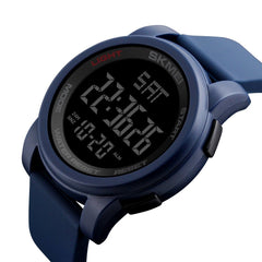 SKMEI Men's Digital Sports Wrist Watch LED Screen Large Face Electronics Military Watches Waterproof Alarm Stopwatch Back Light Outdoor Casual Black Watch - 1257 - Blue