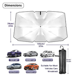 HEXAR® Windshield Sun Shade Umbrella, Protect from UV Rays, Sun Visor Protector Foldable Reflector, Keeps Car Cool, Windshields Fits Various Sedan SUV Cars