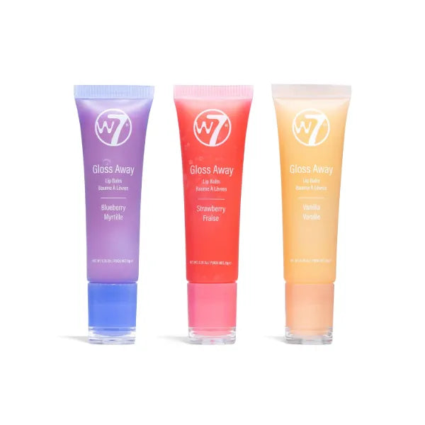 W7 Gloss Away Lip Balm Trio Blueberry, Vanilla, Strawberry