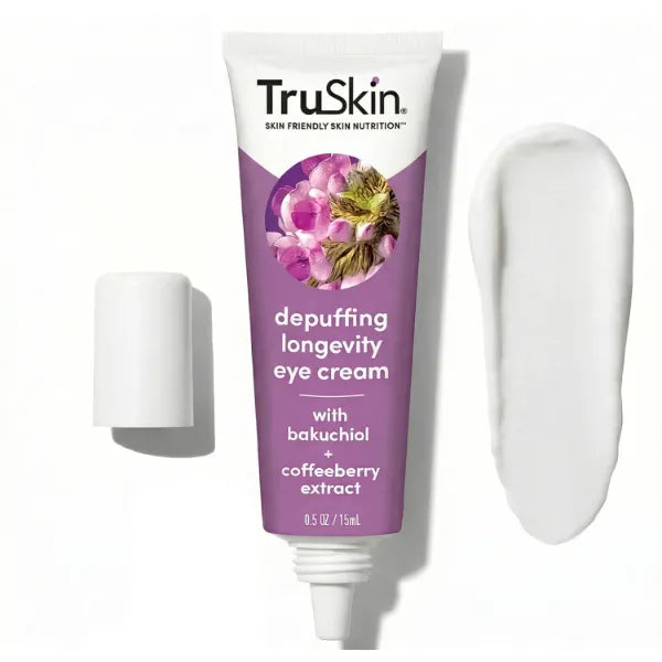 TruSkin Longevity Eye Cream – Caffeine Eye Cream with Bakuchiol, Lingonberry Stem Cells & Green Coffee Bean – Healthy Aging Gentle Retinol Alternative, Puffiness, Dark Circles, 0.5 fl oz