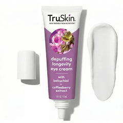 TruSkin Longevity Eye Cream – Caffeine Eye Cream with Bakuchiol, Lingonberry Stem Cells & Green Coffee Bean – Healthy Aging Gentle Retinol Alternative, Puffiness, Dark Circles, 0.5 fl oz