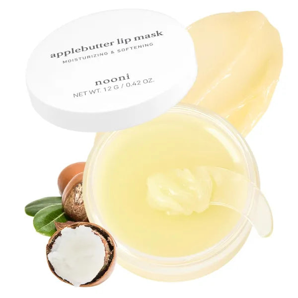 NOONI Vegan Overnight Lip Mask – Hydrating Apple Butter & Appleberry Lip Treatment with Shea Butter & Vitamins for Soft, Smooth Lips