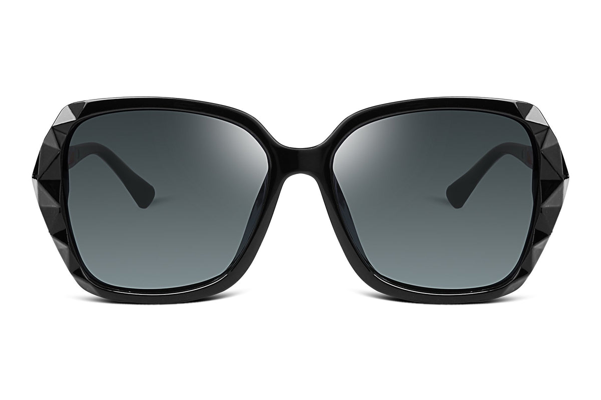 FEISEDY Polarized Women Square Sunglasses Sparkling Composite Shiny Frame B2289