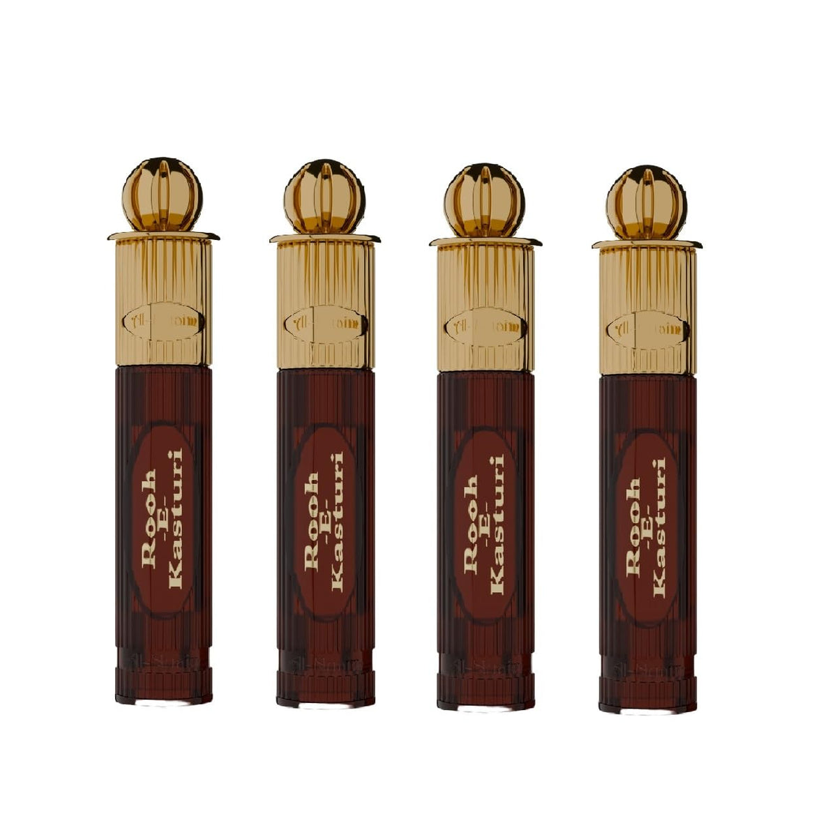 Rooh Kasturi Alcohol Free Attar Roll On for Men & Women - Pack of 4 (6ml Each) | Exquisite & Long Lasting Fragrance
