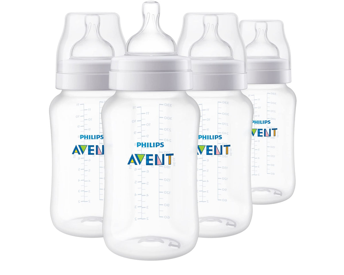 AVENT Philips Anti-Colic Baby Bottles, 11oz, 4pk, Clear, SCY106/04