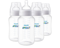 AVENT Philips Anti-Colic Baby Bottles, 11oz, 4pk, Clear, SCY106/04