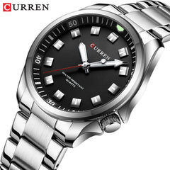 CURREN New Model CURREN-men's analog quartz wristwatches, stainless steel bracelet, luminous hand watch, simple, business, fashion brand, 8451 - SILVER BLACK