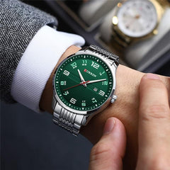 CURREN Fashion Design Stainless Steel Quartz Watches Casual Simple Wrist Watch Men Luminous Wrist Watch 8411 - SILVER GREEN