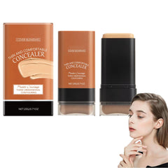 Hydrating Lightweight Foundation Stick with Brush, Matte Finish Long Lasting Foundation Stick, Hydrating Medium Full Coverage Concealer, Light and Smooth Texture, for All Skin Types, Natural