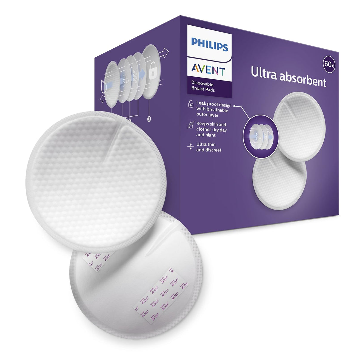 PHILIPS-Avent Ultra Comfort Disp. Breast Pads, 60's Scf254/61