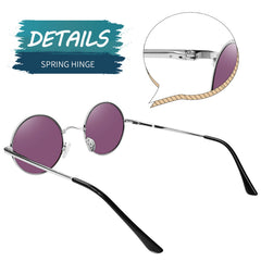 KANASTAL Hippie Round Polarized Sunglasses for Women Men, Small Circle Sun Glasses Classic Vintage Retro Shades Metal Frame UV400 Protection