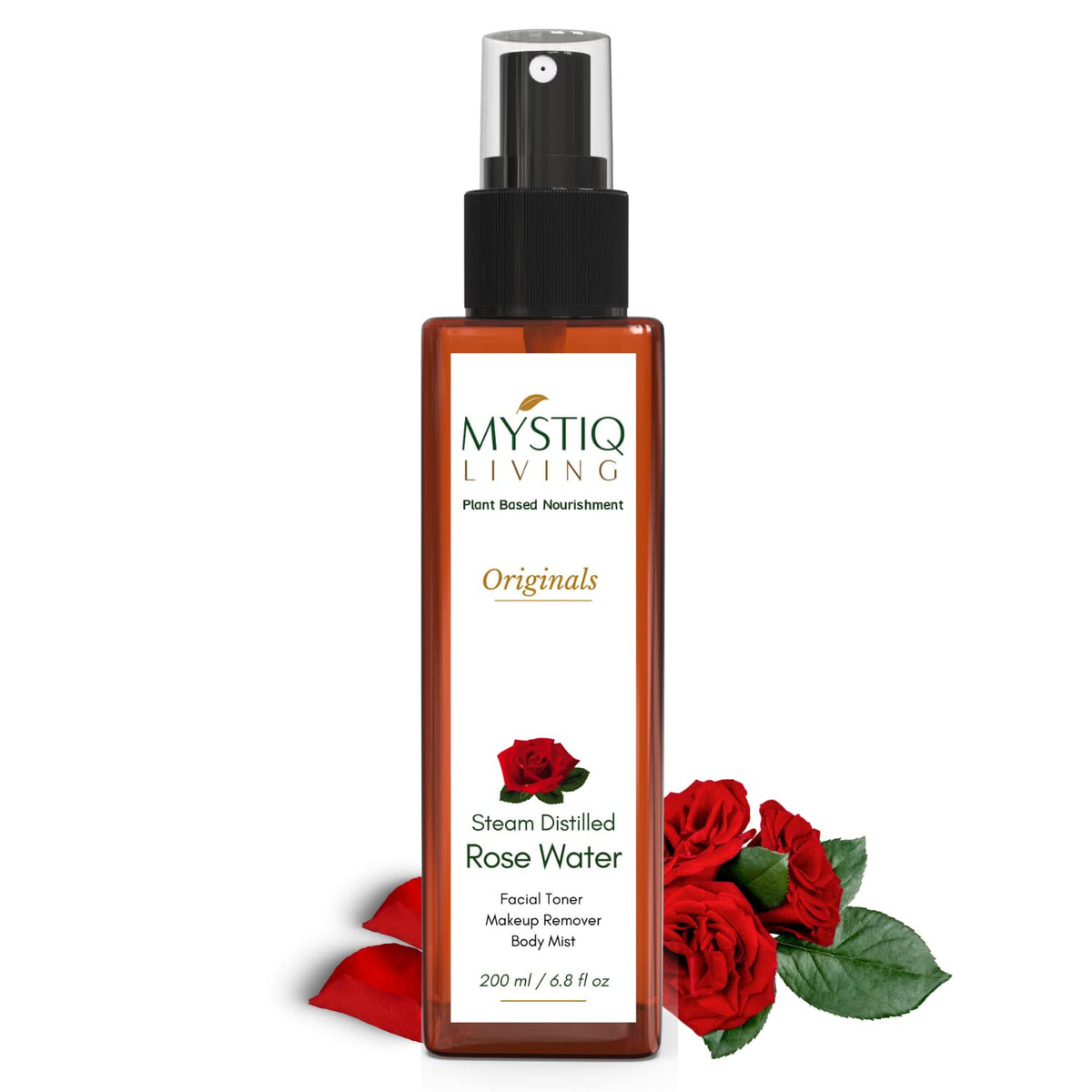 Mystiq Living Rose Water Spray for Face | Mist - Steam Distilled Gulab Jal for Face, Hair and Skin, 200 ML | 100% Pure & Natural From Kanuaj