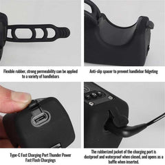 KASTWAVE Electric Bike Bell, Loud Bicycle Handlebar Alarm Bell, Electronic Horn Bell With Electric Night Cycling Flashlight Accessories, 110db Loud Alarm, USB Rechargeable Bicycle Speaker