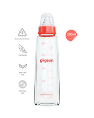 PIGEON Glass Feeding Bottle 200ML (RED) with ADD M