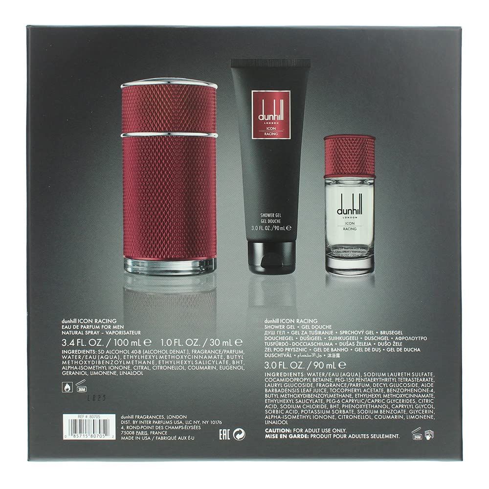 Alfred Dunhill ICON Racing Red Gift Set: Eau de Parfum 100ml, Shower Gel 90ml & Eau de Parfum 30ml