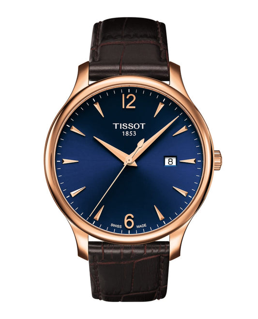 Tissot mens Tradition Stainless Steel Dress Watch Rose Gold T0636103604700