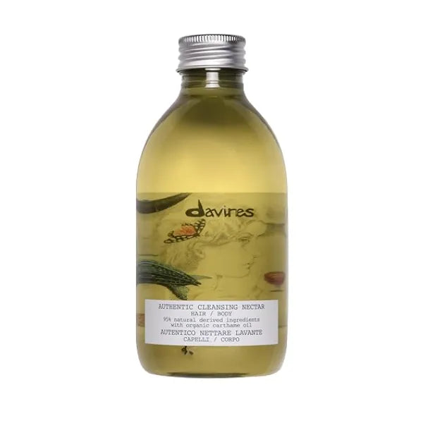 Davines Authentic Cleansing Nectar, Multi Functional Shampoo & Body Wash Gentle Oil Based Cleanser with 98% Natural Ingredients Hydrates Hair & Skin, 9.47 Fl Oz