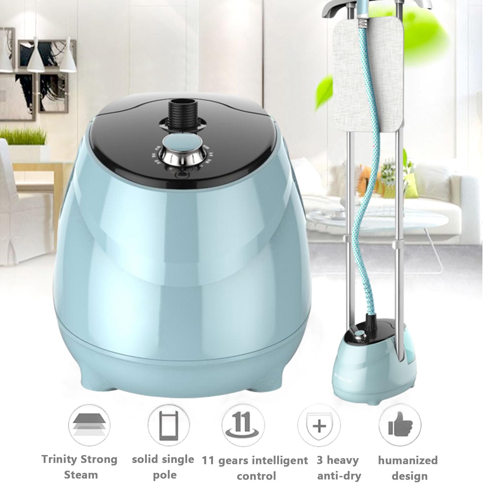 TDOO Garment Steamer 1800W With Height Adjustable Ironing Board, Three-stage lifting adjustment lever, Heat Insulated Steam Hose，Ten levels of steam temperature adjustment,Anti-dry design