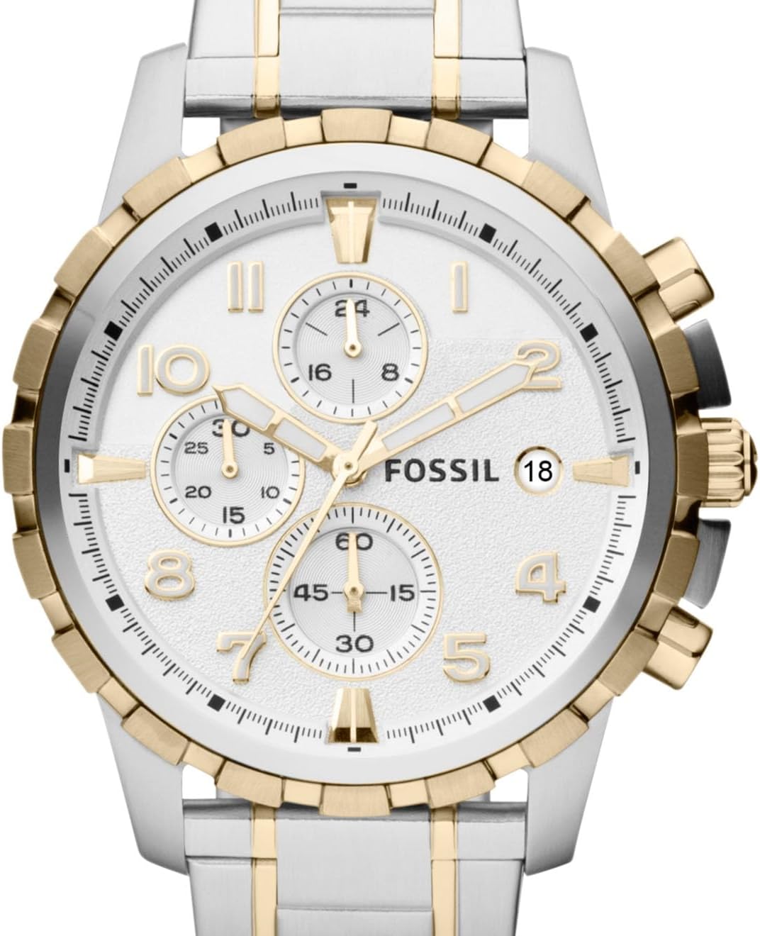 Fossil Men's Dean Stainless Steel Quartz Dress Chronograph Watch silver