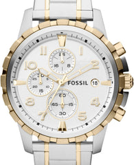 Fossil Men's Dean Stainless Steel Quartz Dress Chronograph Watch silver